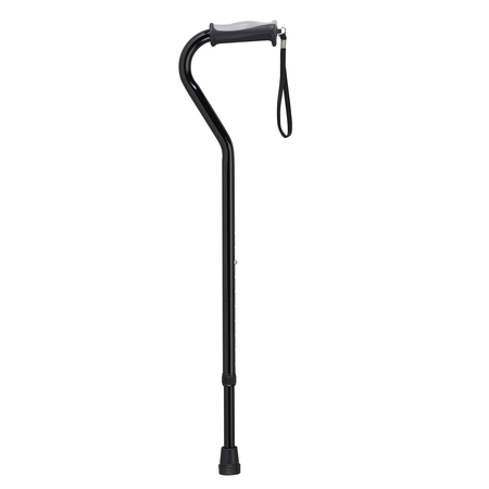 DRIVE MEDICAL Adjustable Height Offset Handle Cane w/ Gel Hand Grip, Black rtl10372bk